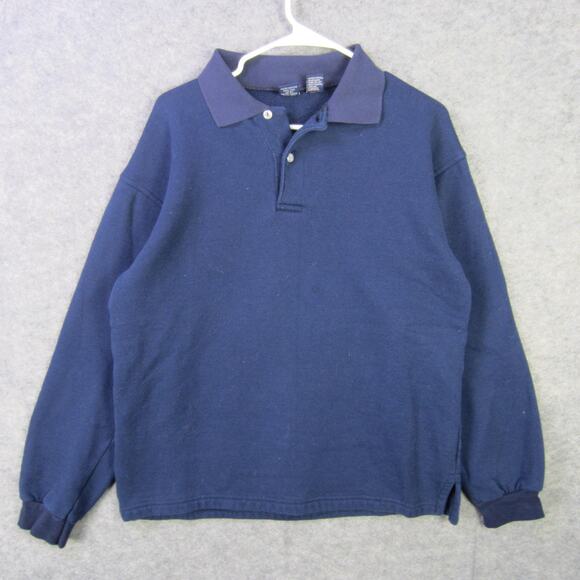 Vintage GAP Pullover Mens Medium Blue Long Sleeve Rugby Sweatshirt Made USA 90s - Picture 1 of 8